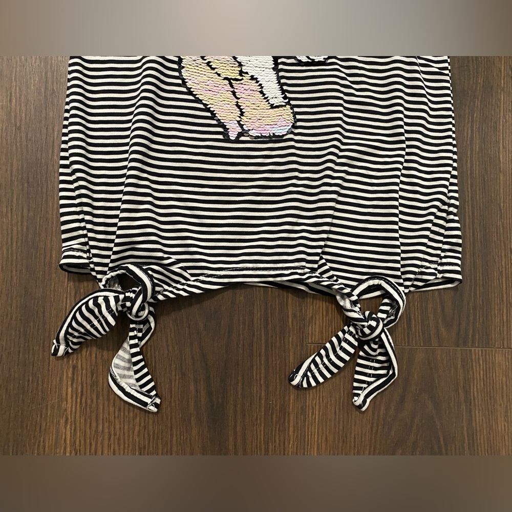 Girl’s Btween Striped Unicorn Sequins Shirt 7 - Picture 8 of 12